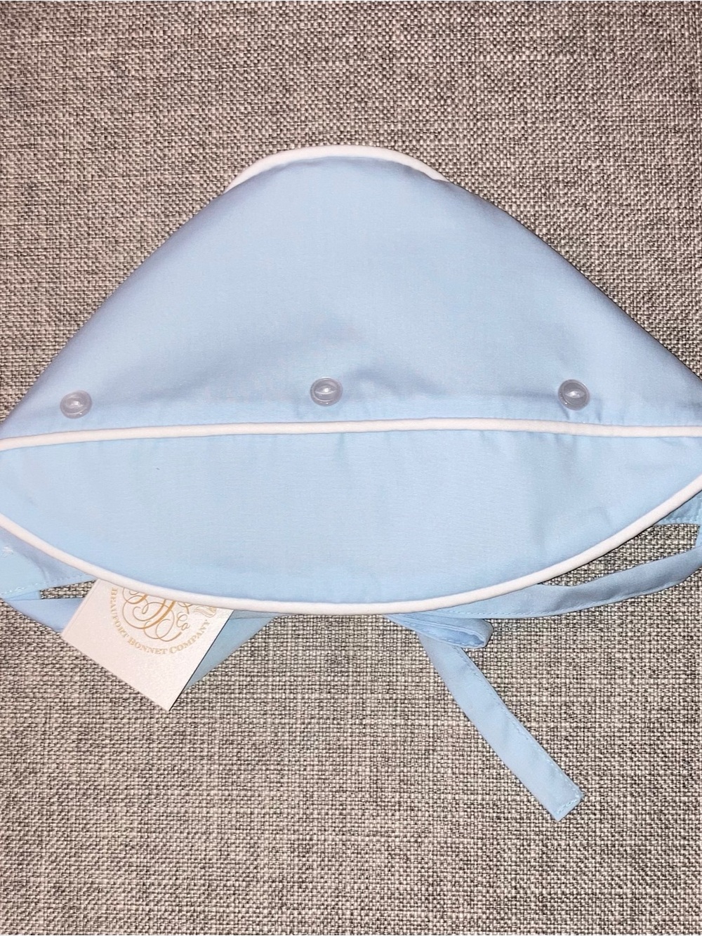 The Beaufort Bonnet Company Light Blue Bonnet with White Piping